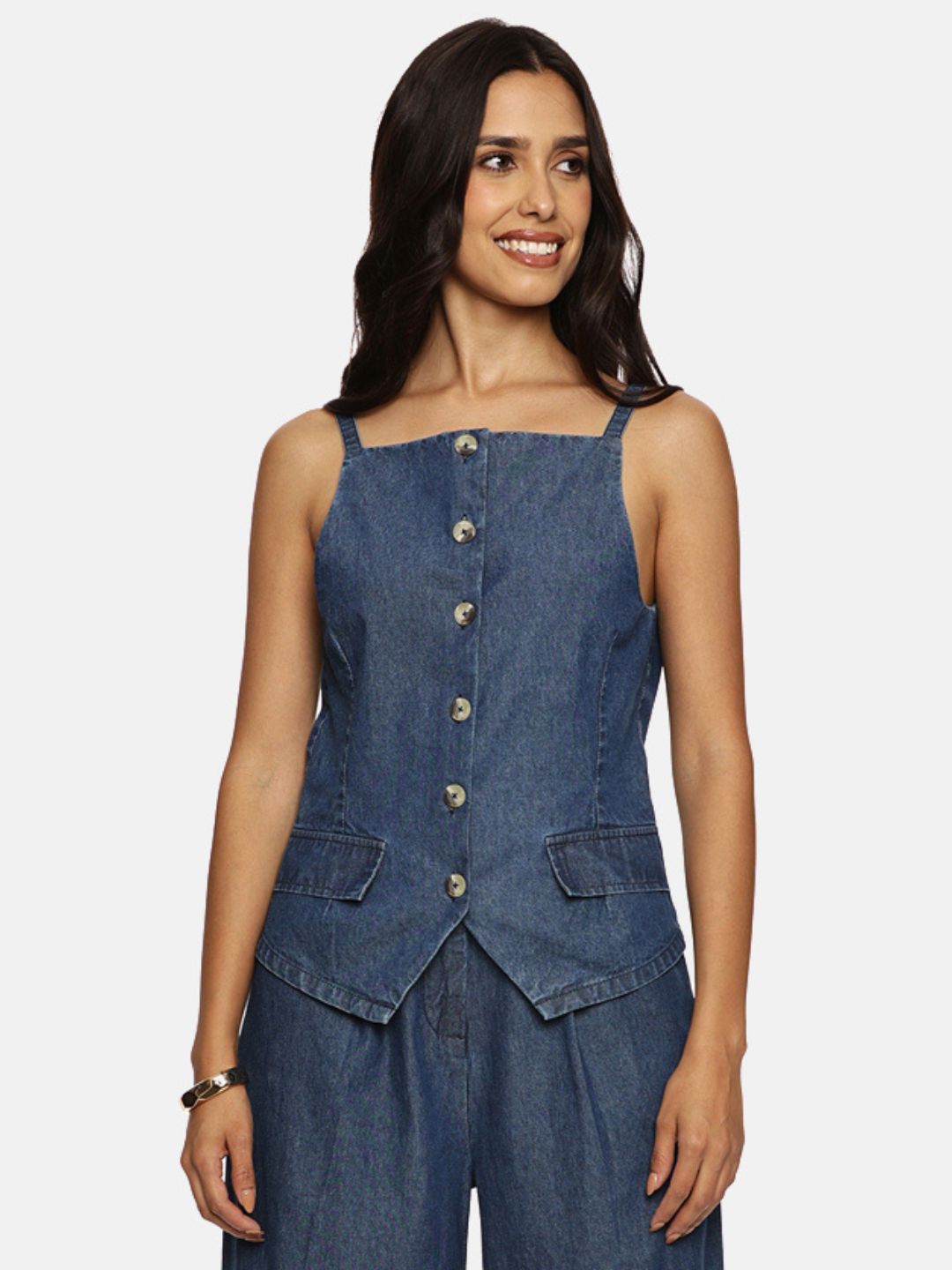 IS.U Light Blue Denim Vest Top