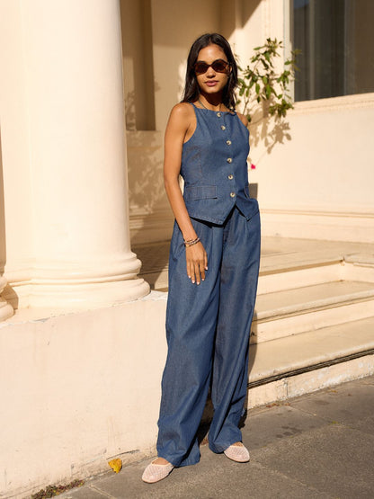 IS.U Light Blue Barrel Fit Pant