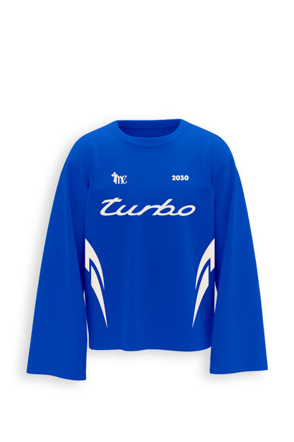 Turbo Printed Oversized Blue T-Shirt Main Character