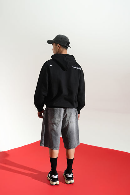 Black Oversized Printed Aura Hoodie Main Character