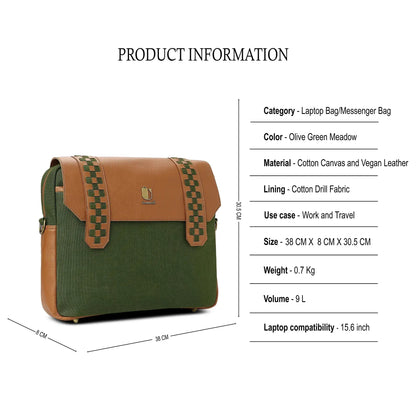 Soul Weave - Olive Green Meadow | Laptop Bag / Messenger Bag