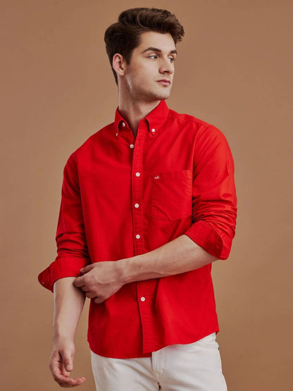 Aldeno Men Oxford Bright Red Casual Shirt (GALLY)