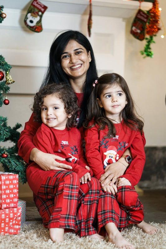 Red Nose Reindeer Pajama Set for Family Nap Chief