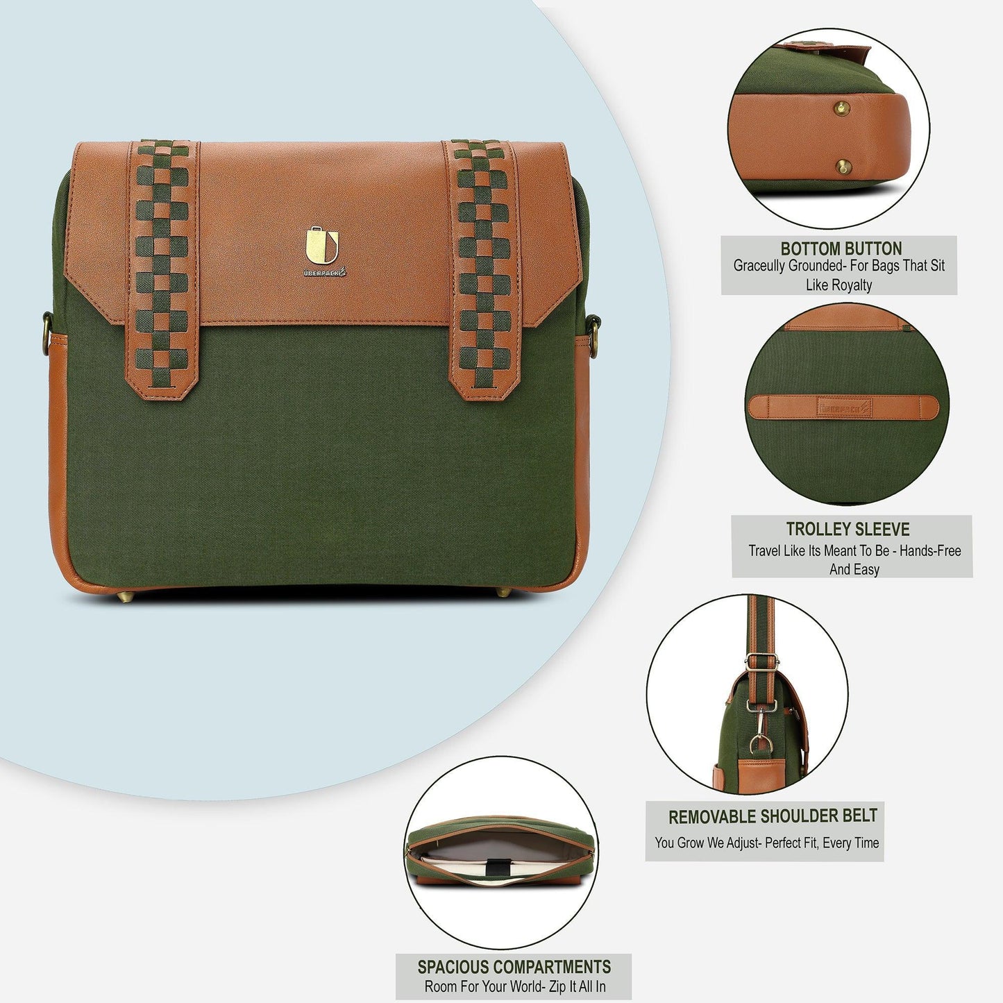 Soul Weave - Olive Green Meadow | Laptop Bag / Messenger Bag