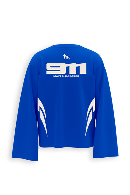Turbo Printed Oversized Blue T-Shirt Main Character