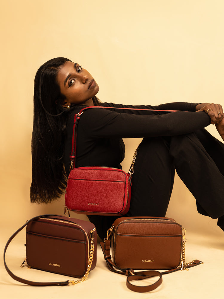 Boxed & Bold Wine Sling Bag Charme