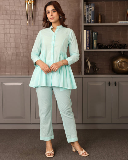 Sea Blue A-line Cotton Co-ord Set