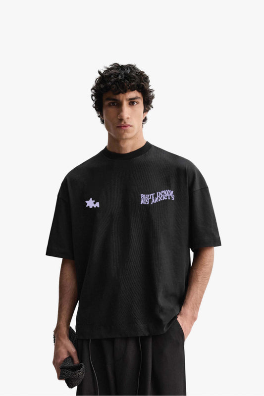 Printed Heavyweight Oversized Black T-Shirt