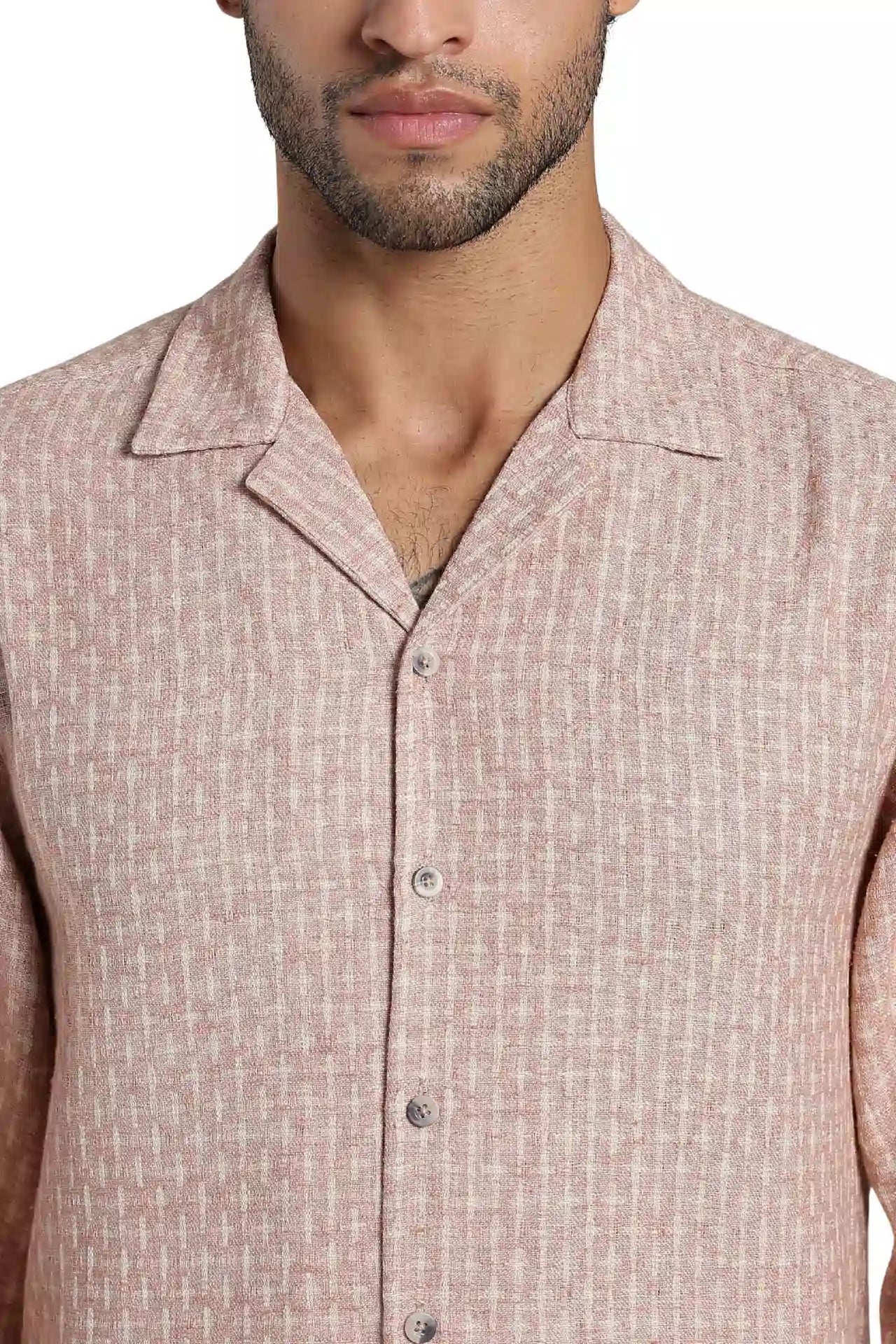Dusty Rose Jacquard Slim Fit Shirt