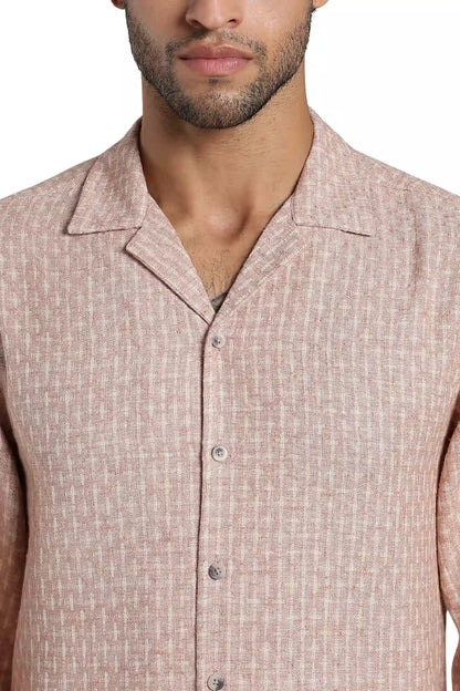 Dusty Rose Jacquard Slim Fit Shirt