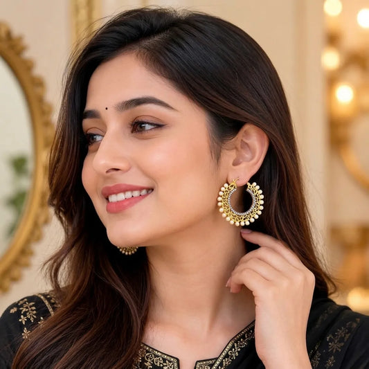 Gold Chandbali Drop Earrings For Women