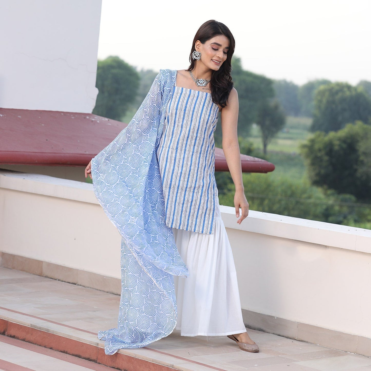 Blue Stripe Sharara