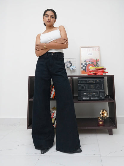 True Black Ultra Wide Leg Jeans