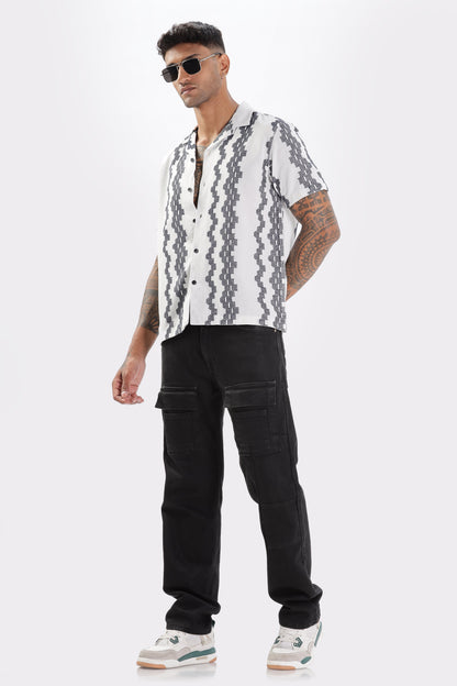 White Crochet Resort Fit Cotton Shirt