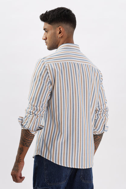 Uri Multicolor Vertical Stripe Casual Cotton Shirt