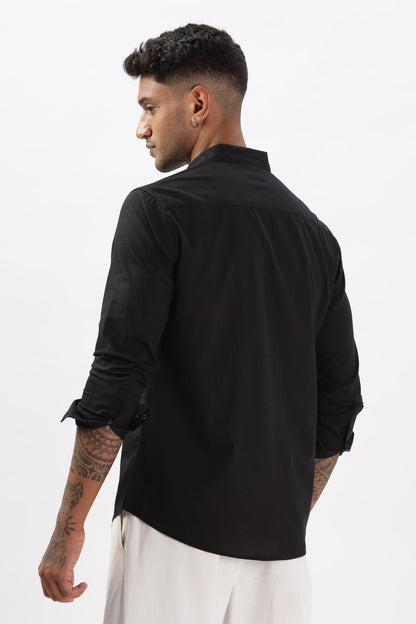 Uri Black Dobby Textured Casual Shirt