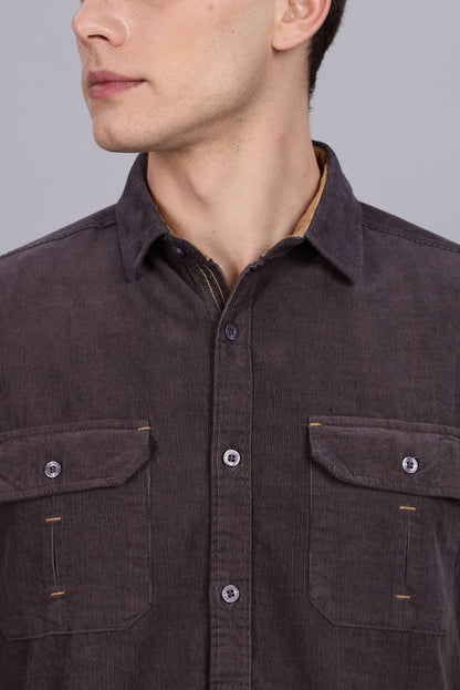 Kuons Avenue Men’s Charred Ash Corduroy Casual Shirt