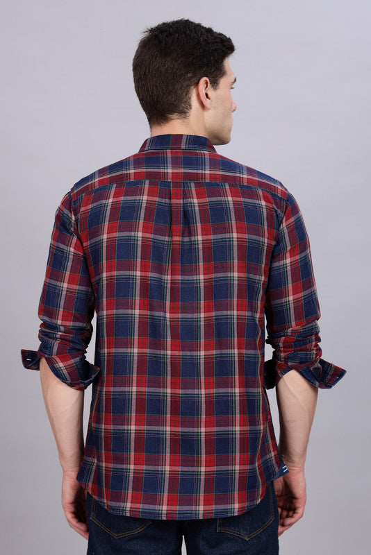 Kuons Avenue Men's Red Cotton Flannel Checks Casual Shirt