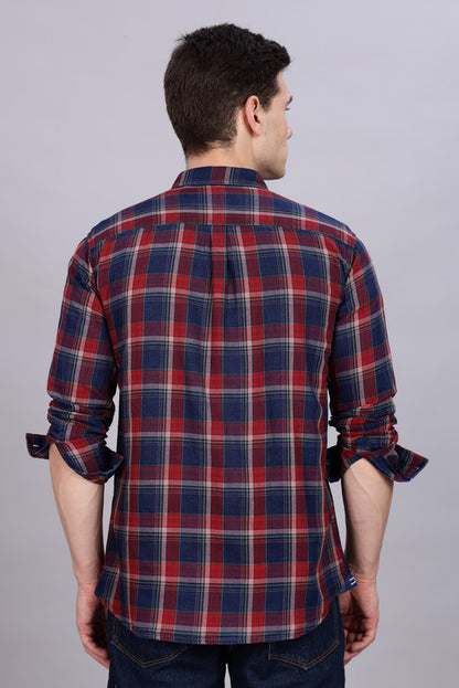 Kuons Avenue Men's Red Cotton Flannel Checks Casual Shirt