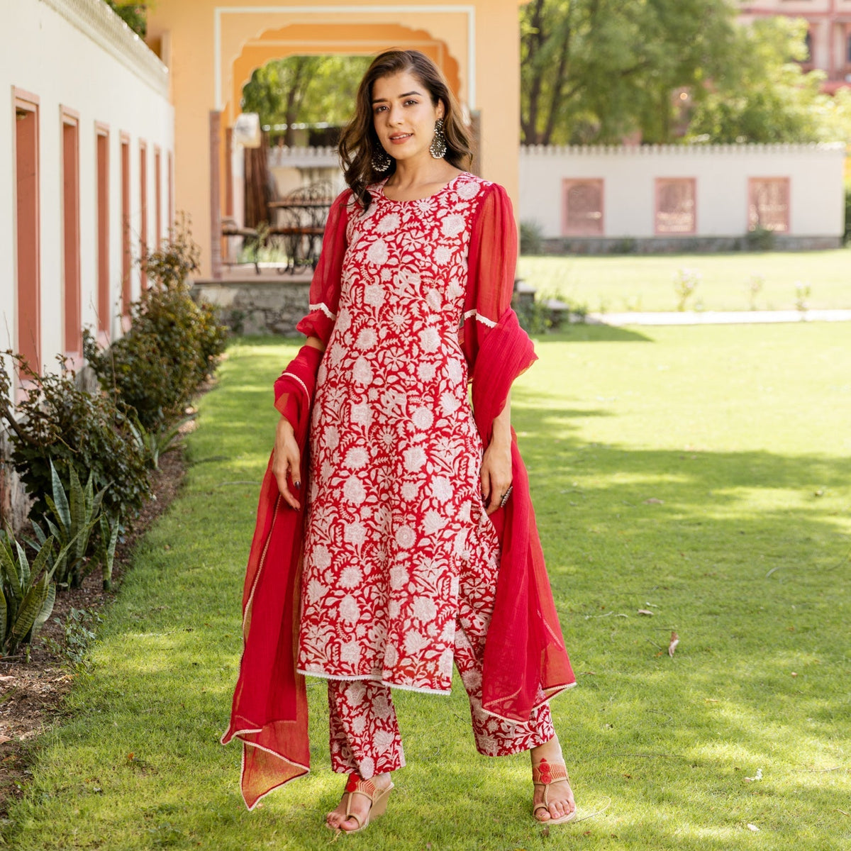 Maroon Jaal Block Suit