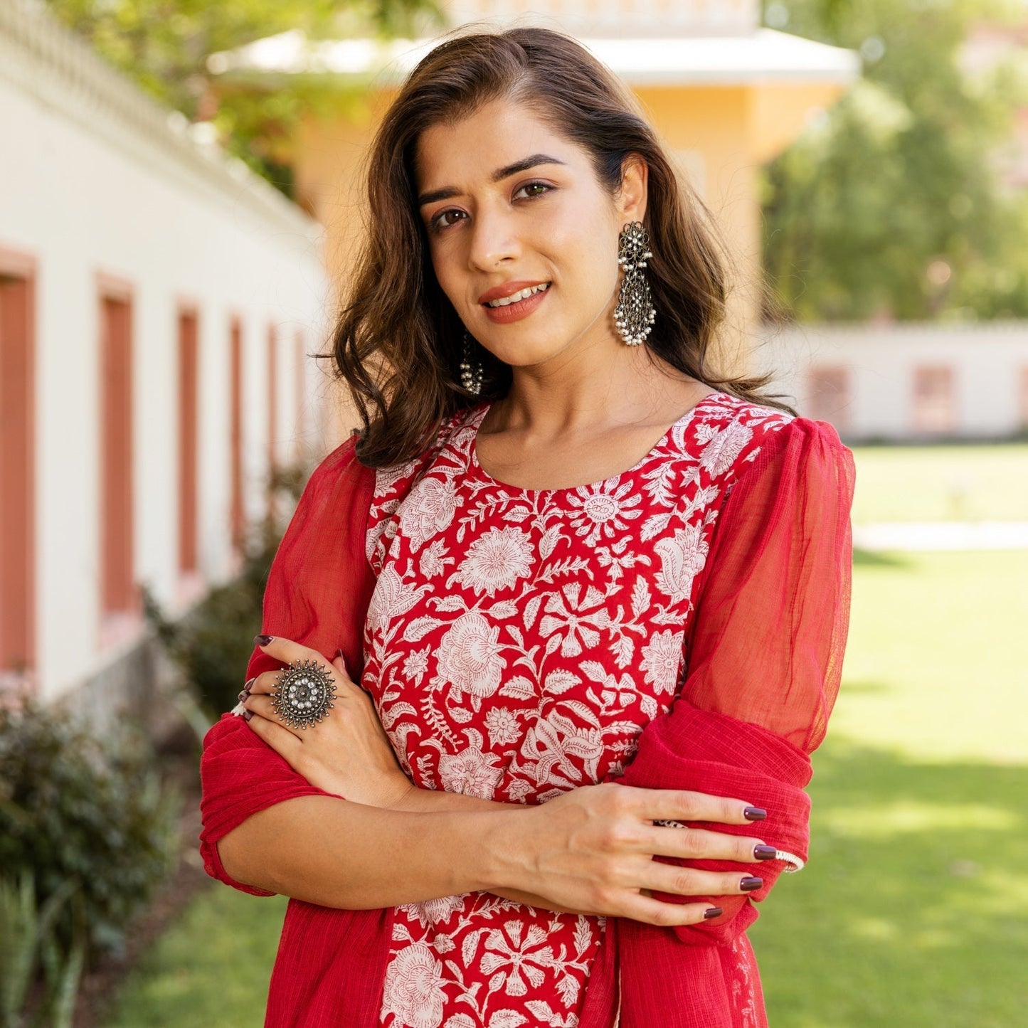 Maroon Jaal Block Suit