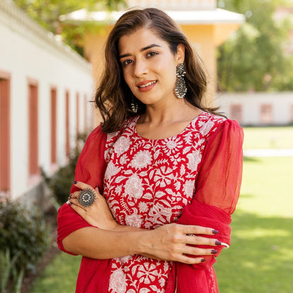 Maroon Jaal Block Suit