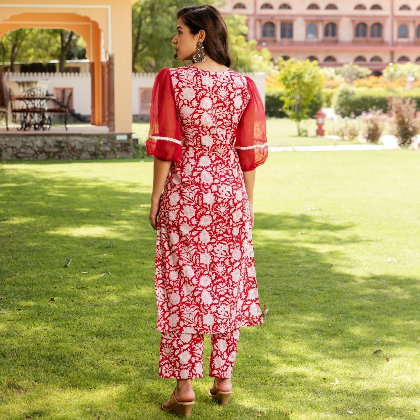 Maroon Jaal Block Suit
