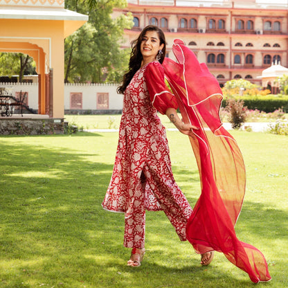 Maroon Jaal Block Suit