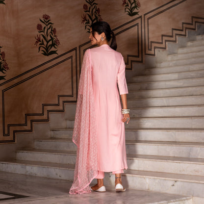 Baby Pink Embroidered  Suit