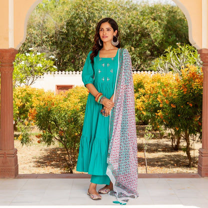 Sheesha Teal Doriya Suit