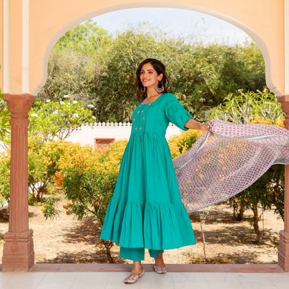 Sheesha Teal Doriya Suit