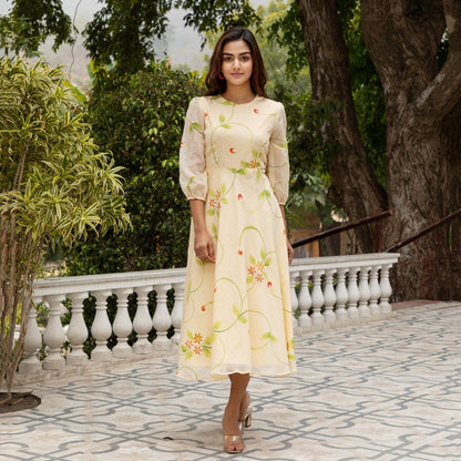 Yellow Doria Handpainted Maxi