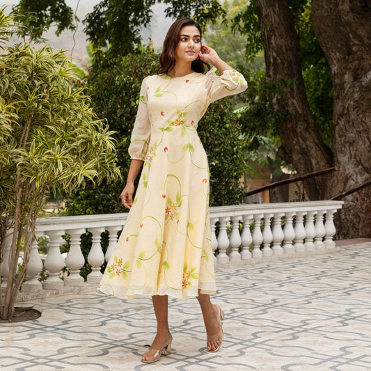 Yellow Doria Handpainted Maxi