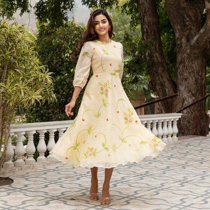 Yellow Doria Handpainted Maxi