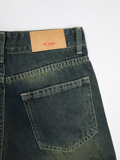 80s Grunge Streetwear Blue Tinted Wide Leg Jeans