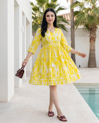 Sorbet Yellow Ikat Dress