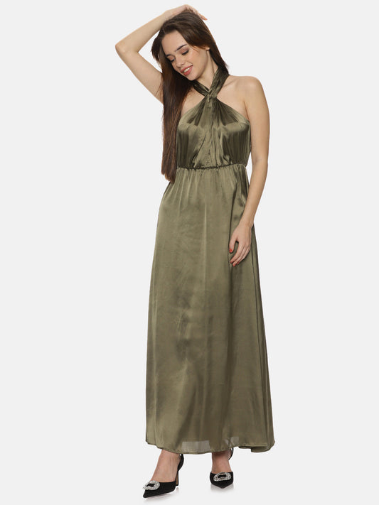 Buy Sleeveless Maxi Dress For Women In Olive
