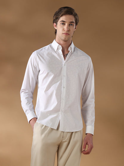 White Regular Fit Casual Cotton Shirt for men (CURVO)