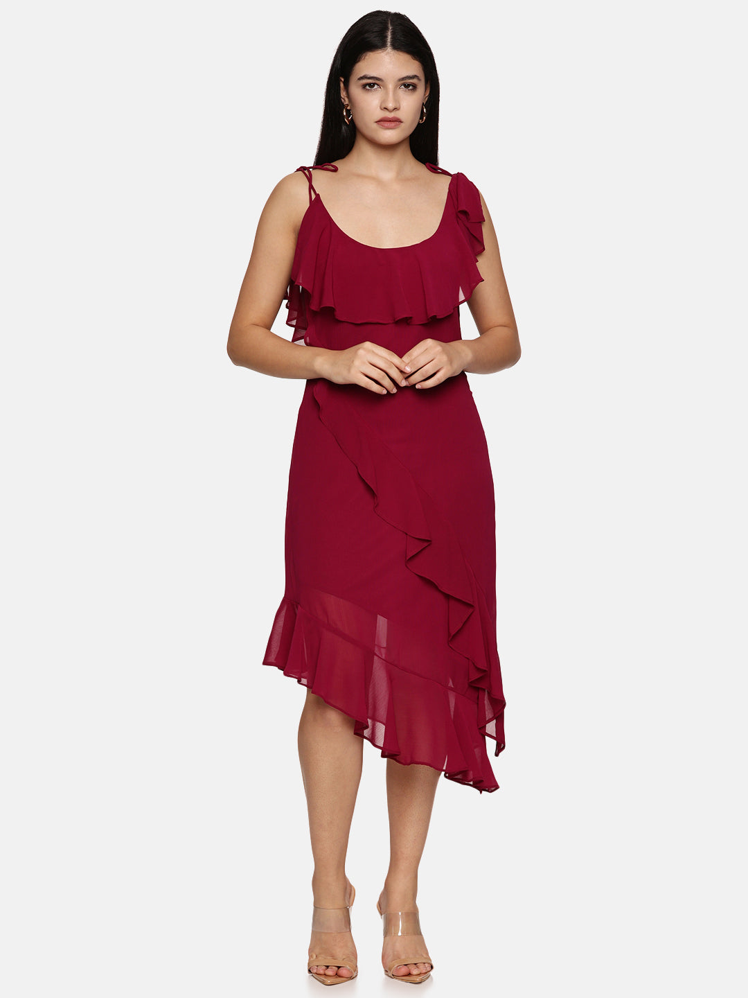 Women's Floral Print Ruffled Swing Dress