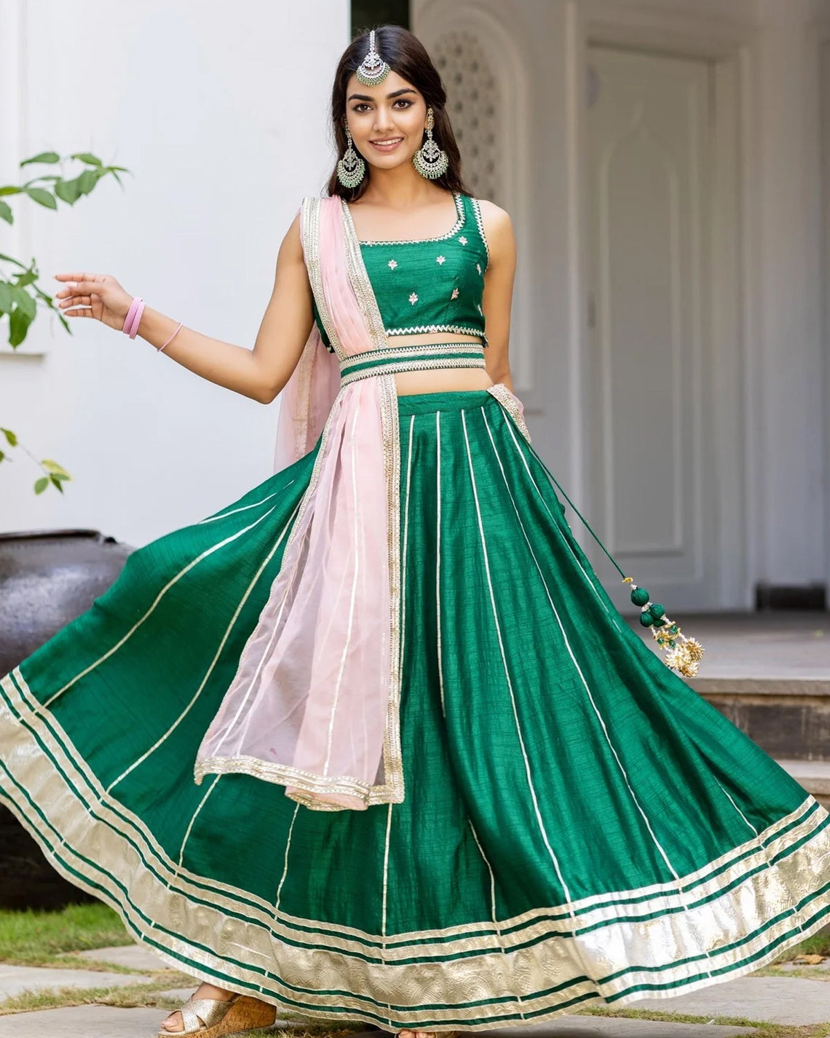 Emerald Green Lehenga Set