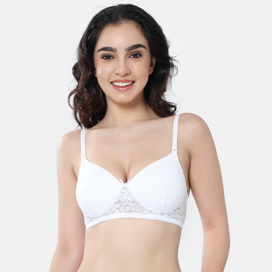 Envie Padded Non-Wired 3/4th Coverage T-Shirt Lace Bra