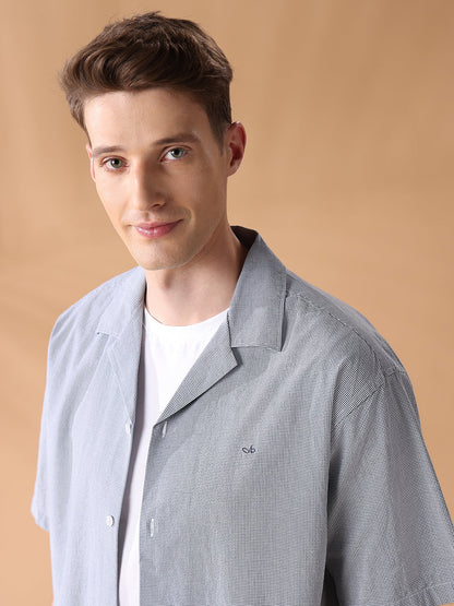 Grey Regular Fit Checked Casual Shirt for Men (LEONO)