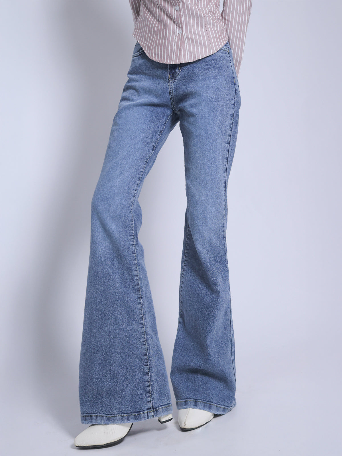 Stormy Blue Washed Bootcut Jeans