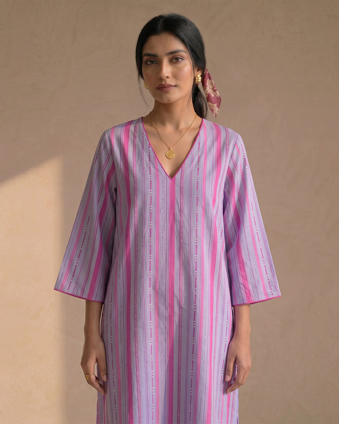 Purple Blush Stripe Kurta Set