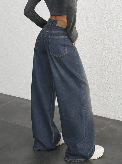 Knight Blue Tinted Wide Leg Jeans
