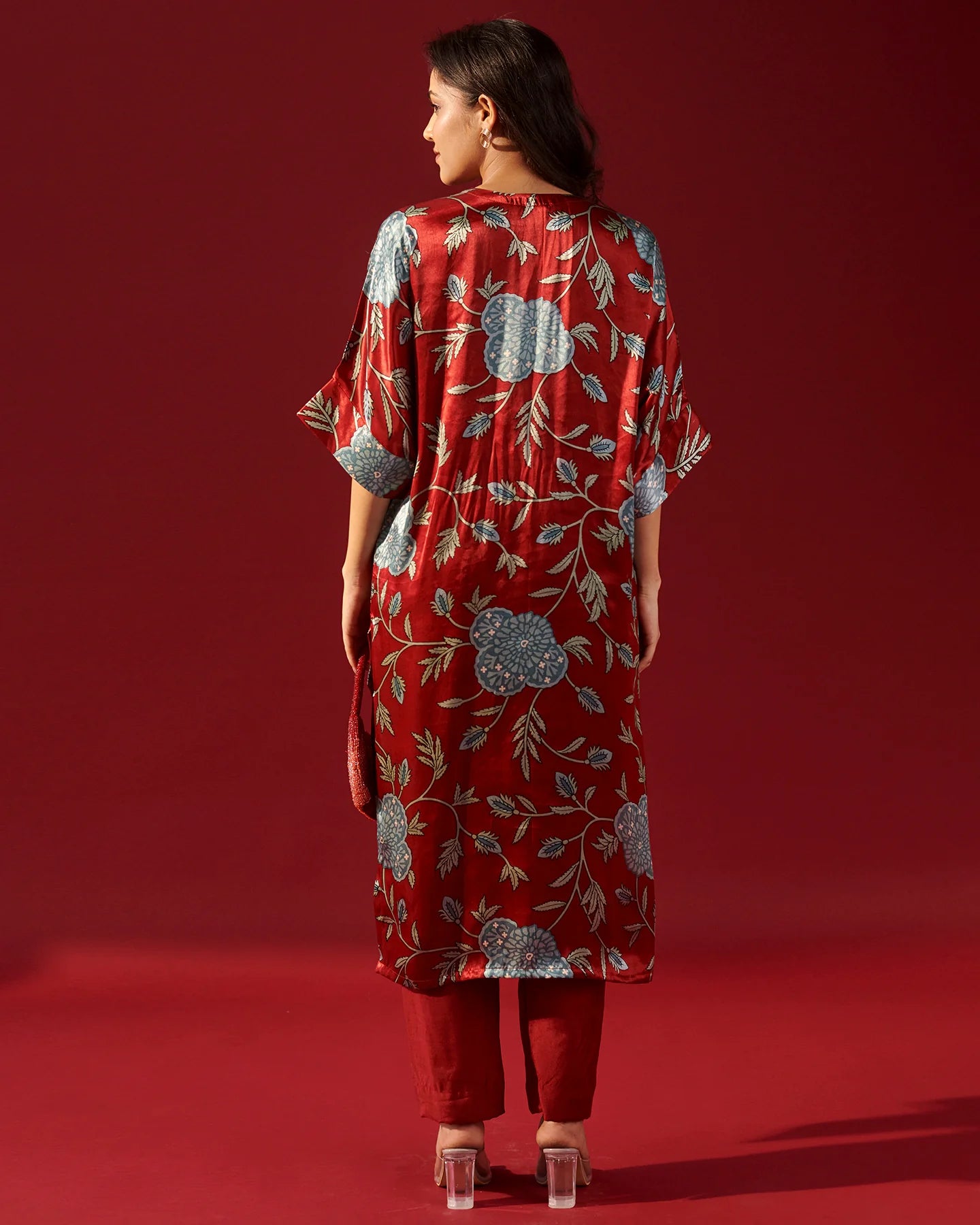 Red Floral Vine kurta set Kurta Set