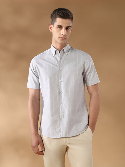 Grey Regular Fit Formal Cotton Shirt for men (COWIX)