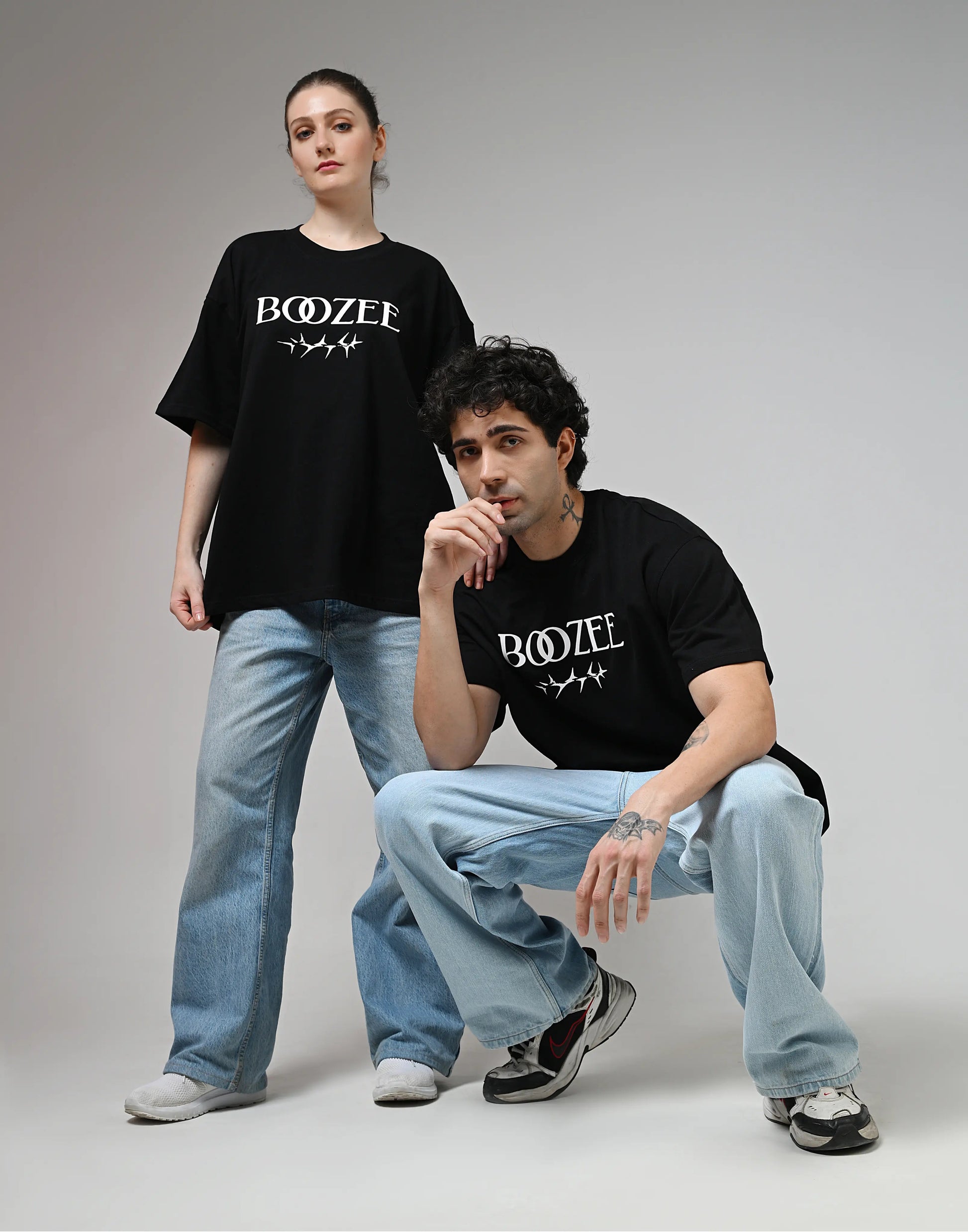 Rose S'il Vous Plait Printed Black T-Shirt Boozee