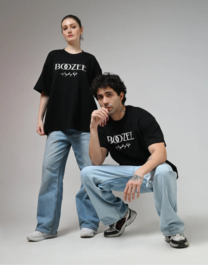 Rose S'il Vous Plait Printed Black T-Shirt Boozee