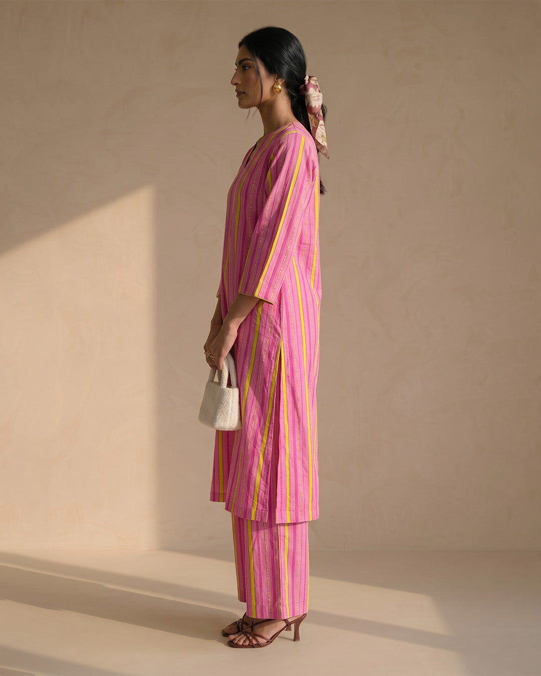Pink Sun Stripe Kurta set